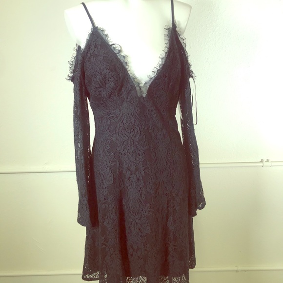 Lush Dresses & Skirts - Lush Cold Shoulder Floral Lace Dress